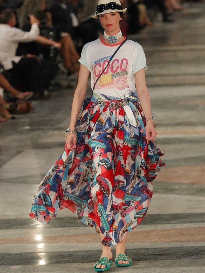 Chanel Chanel Cuba series show color printed silk gauze skirt hal Size 42" / US 20 - 3 Thumbnail
