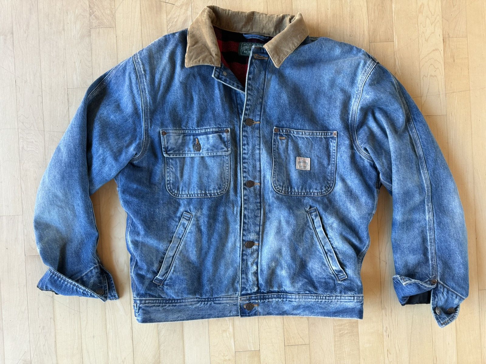 image of Polo Ralph Lauren x Rrl Ralph Lauren Ralph Laurent Polo Country Denim Jacket - Blanket Lined Size M