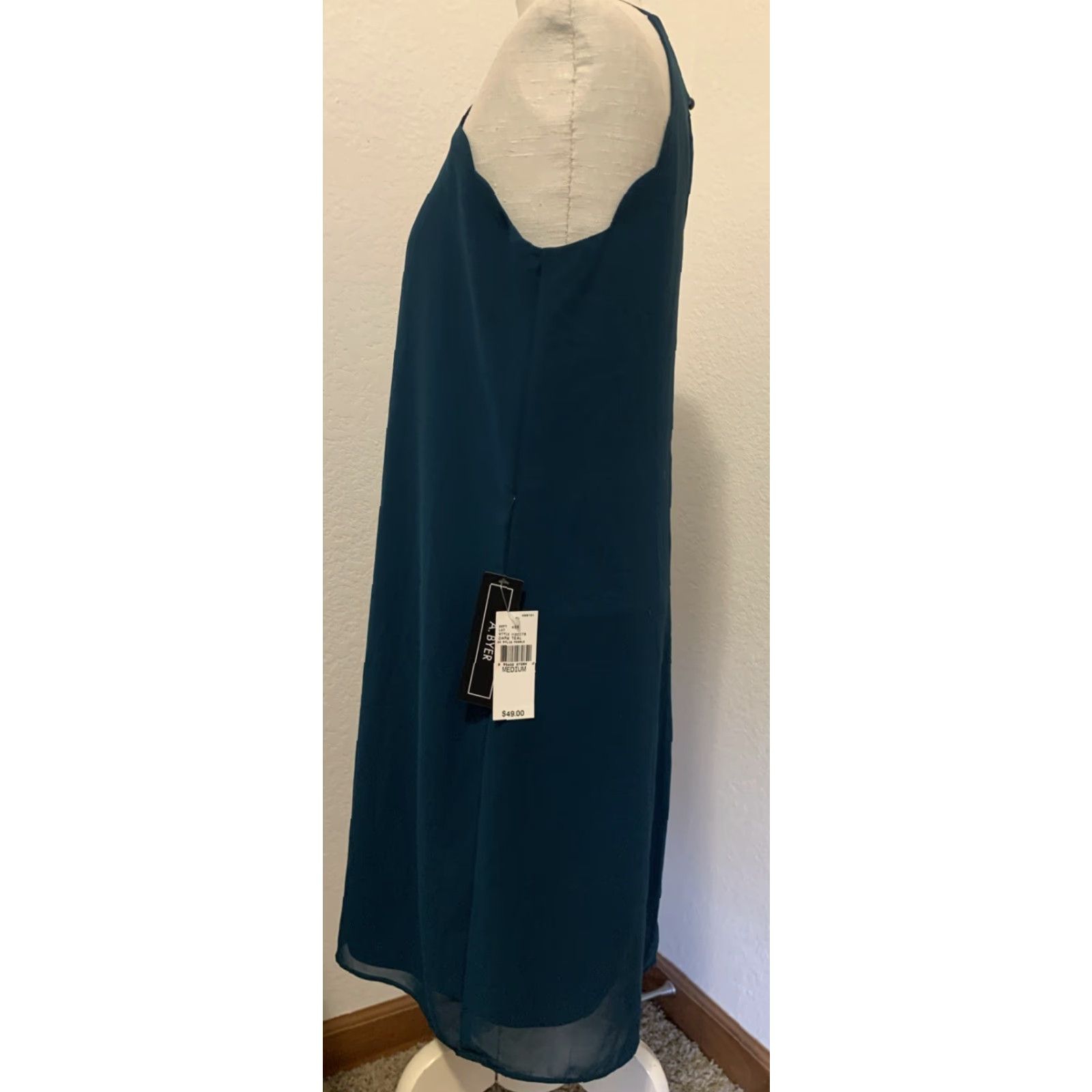 Vintage NWT A. Byer Jrs. Med Tank Dress dark teal lined Sheer Tank Dress Juniors M Womens Size M / US 6-8 / IT 42-44 - 3 Thumbnail