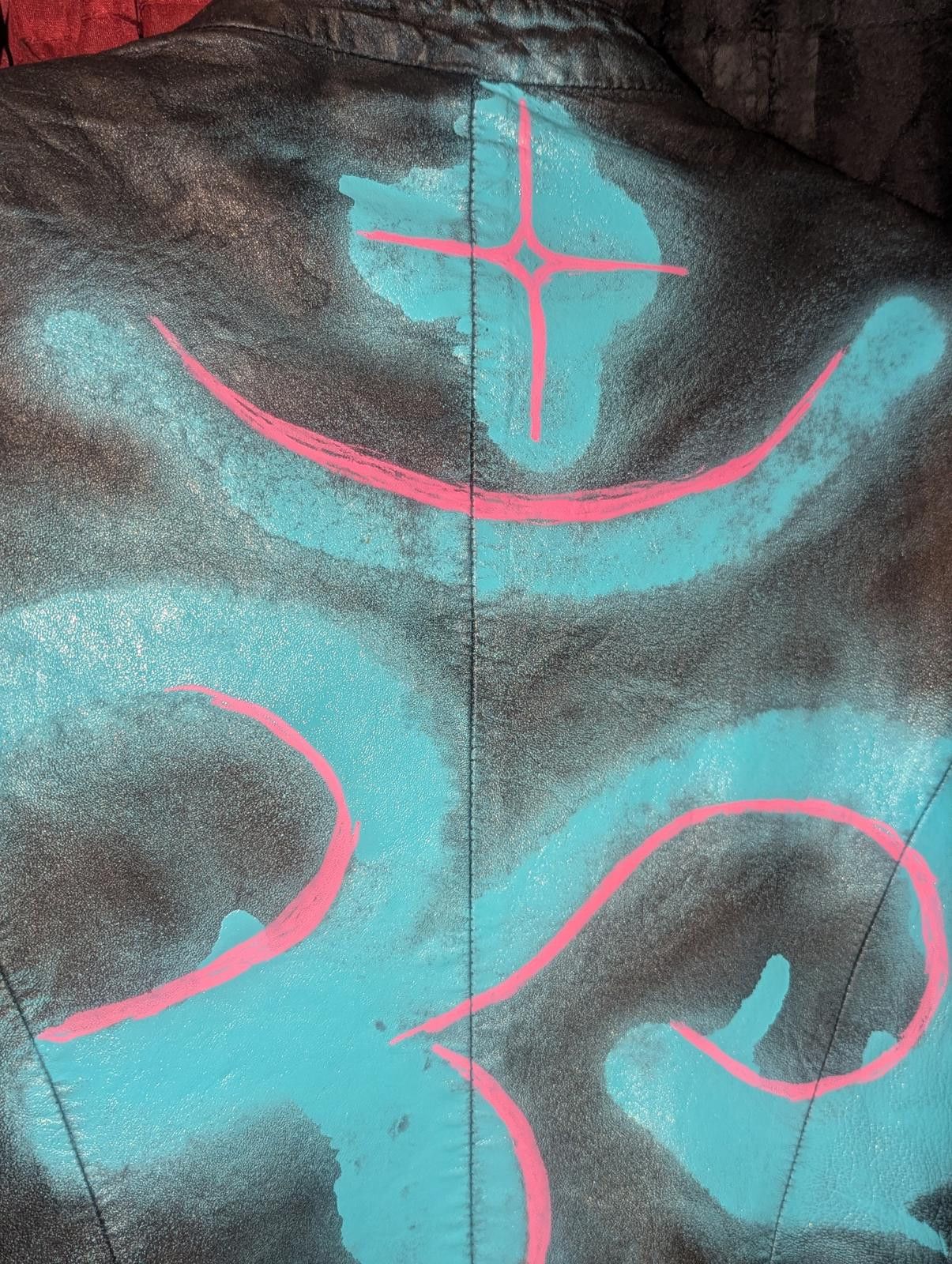 Other Upcycled Ohm Symbol Black Vegan Faux Leather Jacket Size M / US 6-8 / IT 42-44 - 6 Thumbnail