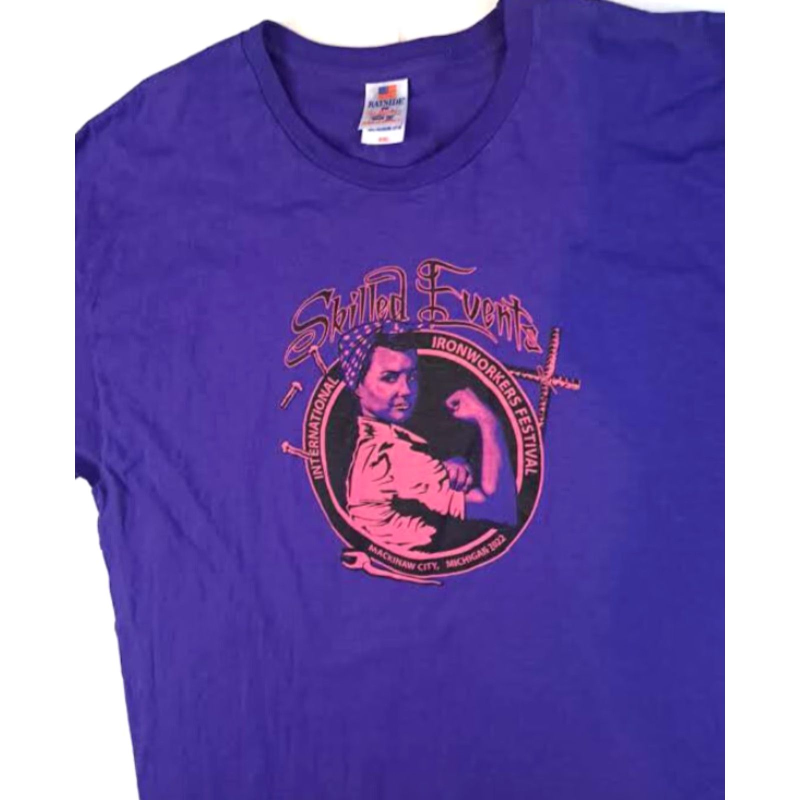 Vintage VINTAGE International Ironworkers Festival 2022 Mackinaw City T-Shirt 2XL USA Made Bayside Men Purple USA 29in 24in chest Double-check? Size US XXL / EU 58 / 5 - 3 Thumbnail