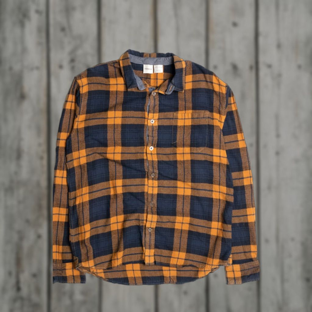 Vintage VINTAGE Manguun Shirt Blue Orange Flannel Plaid Button-Up Casual Large Men's Size US L / EU 52-54 / 3 - 1 Thumbnail