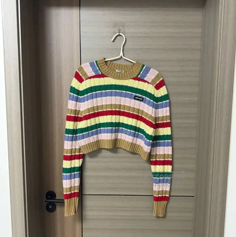 Miu Miu Miu Miu Multicolor Cropped Cashmere Sweater . Size XS / US 0-2 / IT 36-38 - 1 Thumbnail