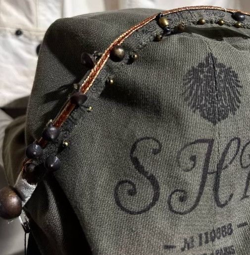 Share Spirit Homme Share Spirit Early Beaded Patchwork Leather Military Cap Size ONE SIZE - 7 Thumbnail