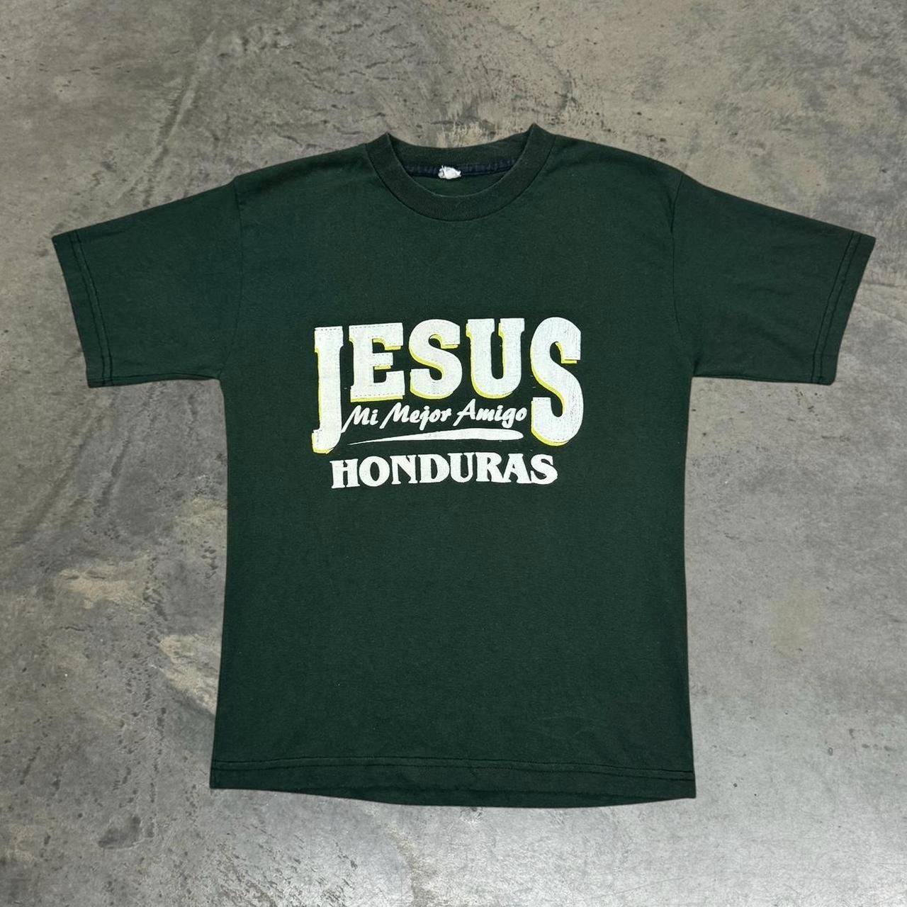 Vintage Vintage 90s Faded Jesus Mi Mejor Amigo Honduras T-Shirt Size US S / EU 44-46 / 1 - 2 Thumbnail