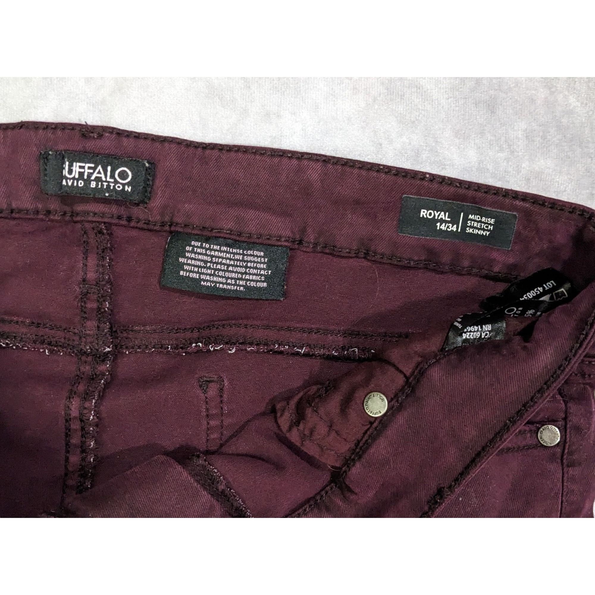 Buffalo David Bitton Burgundy Skinny Jeans from Buffalo by David Bitton Size 36" / US 14 / IT 50 - 5 Thumbnail