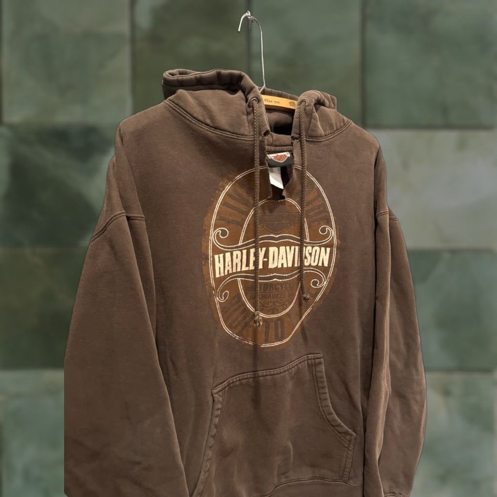 Harley Davidson VINTAGE Harley-Davidson Biker Hoodie Brown L Men Pullover Size Large Size US L / EU 52-54 / 3 - 1 Thumbnail