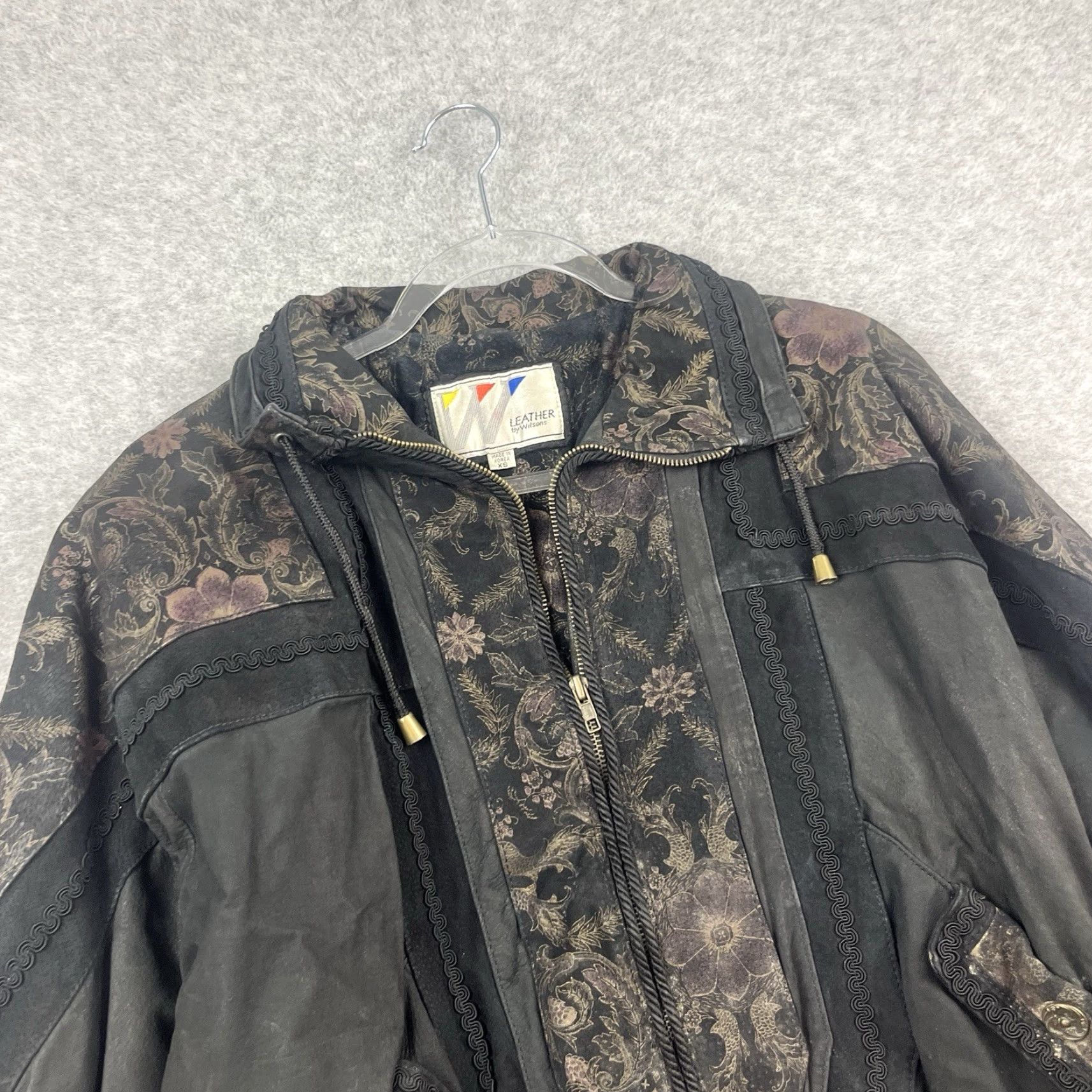 Vintage VINTAGE Black Womens Wilsons Leather 80s Floral Paisley Jacket XS Leather Jacket Women 80s Biker Size XS / US 0-2 / IT 36-38 - 5 Thumbnail