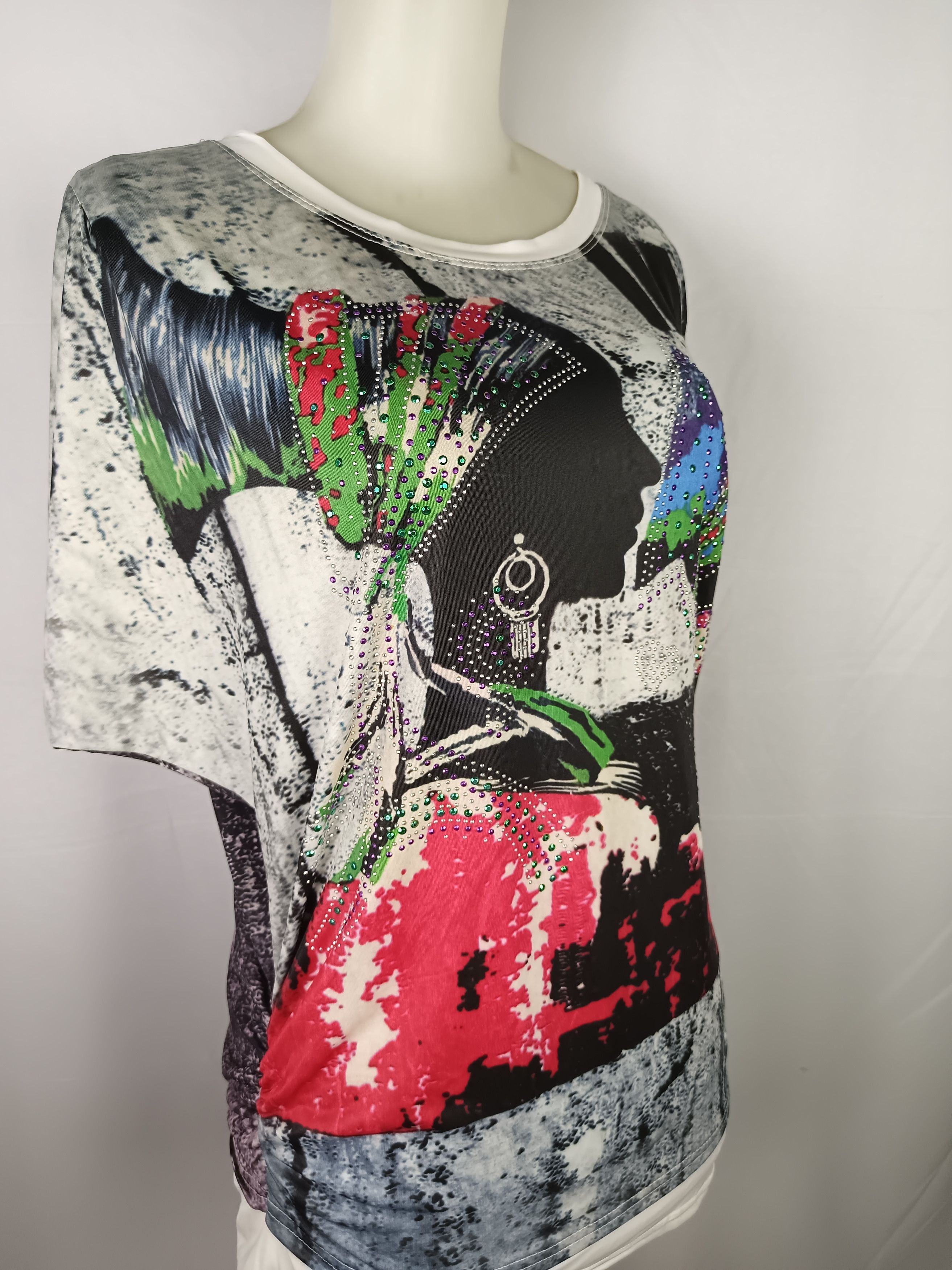 Vintage Adolfo Women's Printed Jersey T-Shirt Size M / US 6-8 / IT 42-44 - 11 Thumbnail