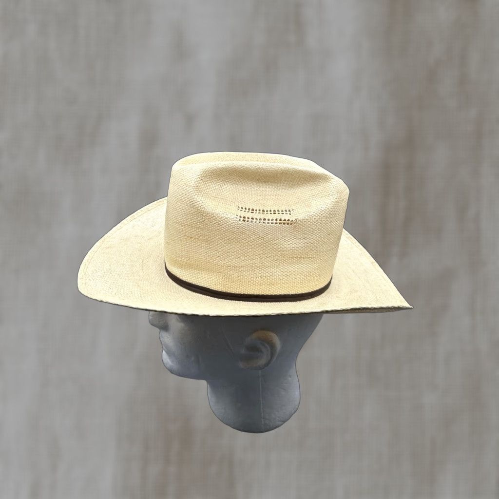 CO VINTAGE American Hat Co Bangora Cowboy Hat Fitted Mens 6 5/8 Tan Straw Ventilated Cattleman Hat Beige Wide Brim Mens Cowboy Hat Size ONE SIZE - 1 Thumbnail
