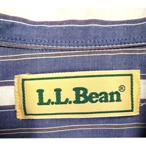 Vintage L.L. Bean Shirt Mens Large Blue White Striped Button-Down Pockets Short Sleeve Casual Size US L / EU 52-54 / 3 - 4 Thumbnail