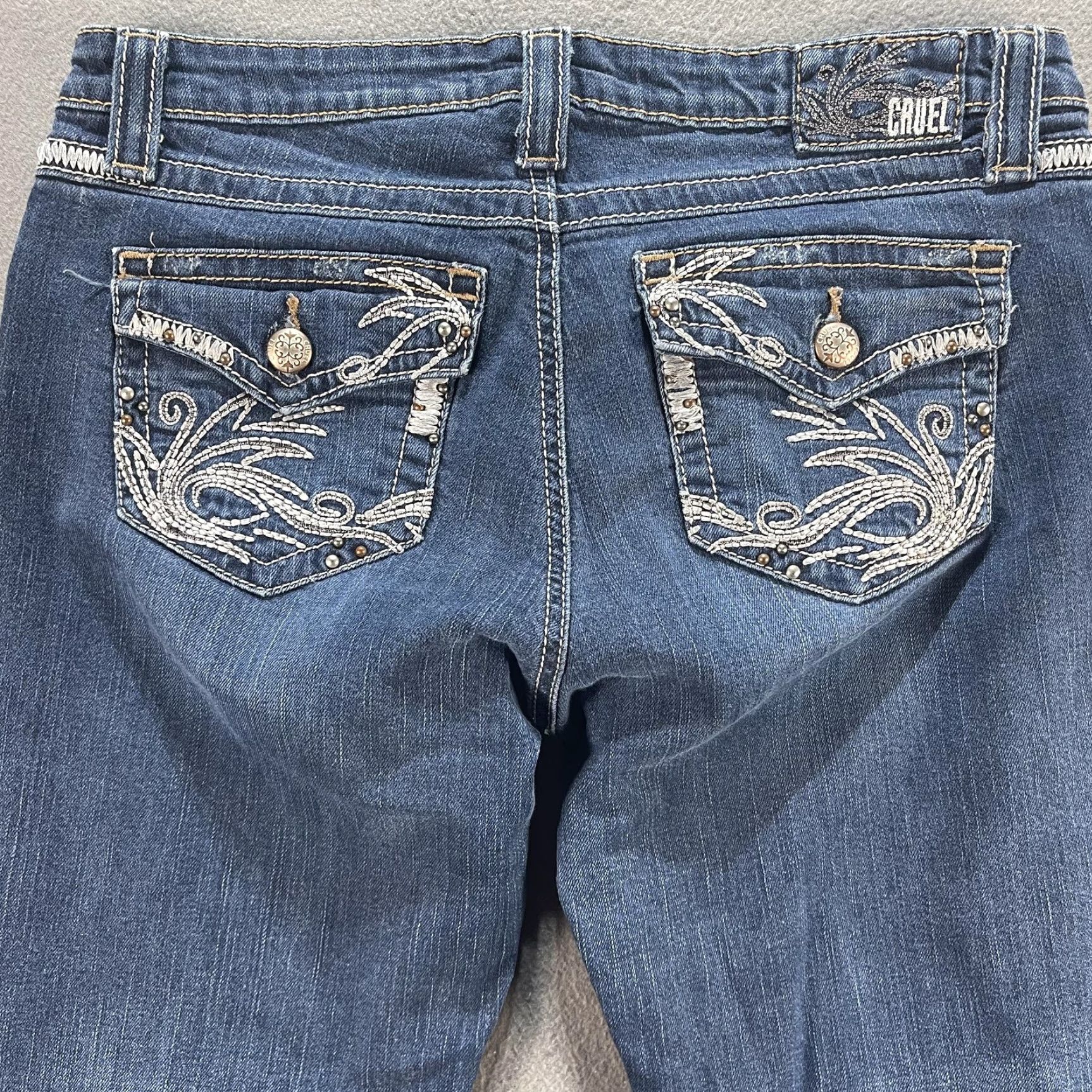 Vintage Cruel Girl Jeans Womens 13R Bianca Bootcut Stretch Embroidered Western Rodeo Blue 32in Inseam Casual Mens? Wait. Size 34" / US 12 / IT 48 - 3 Thumbnail