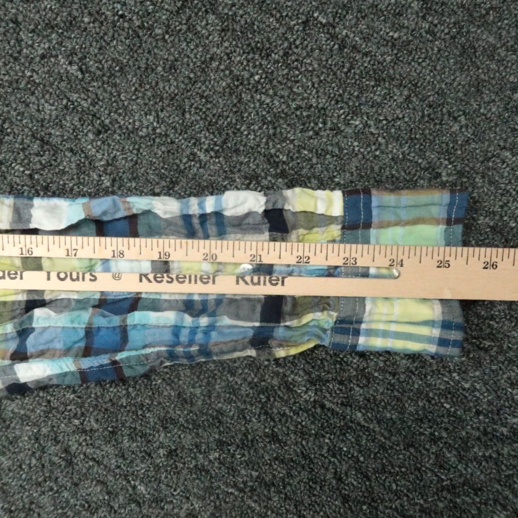 Relwen Relwen Shirt Mens Medium Blue Yellow Plaid Lightweight Long Sleeve Button-Up Seersucker Regular Fit Cotton Spandex Casual Mens Size US M / EU 48-50 / 2 - 7 Thumbnail