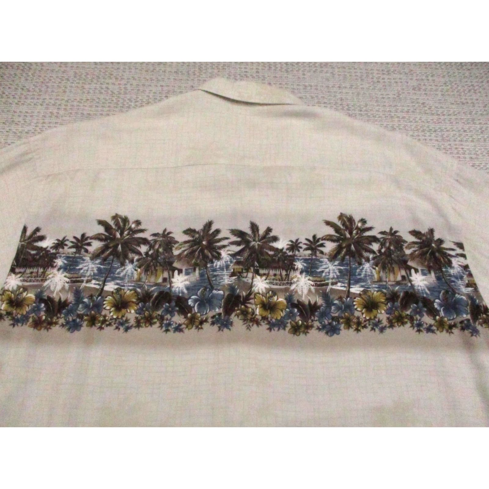 Vintage Batik Bay Shirt Mens 2XL Beige Rayon Hawaiian Aloha Tropical Palm Tree Print Shirt Size US XXL / EU 58 / 5 - 7 Thumbnail