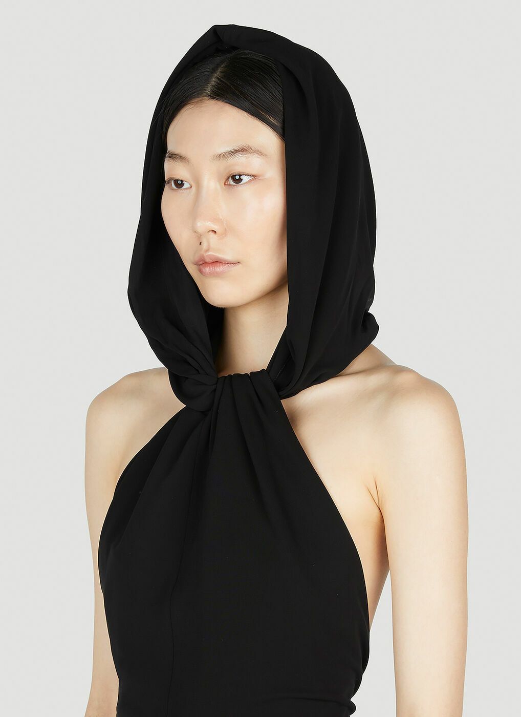 Saint Laurent Paris o1s1wg111024 Hooded Maxi Dress in Black Size XS / US 0-2 / IT 36-38 - 6 Thumbnail