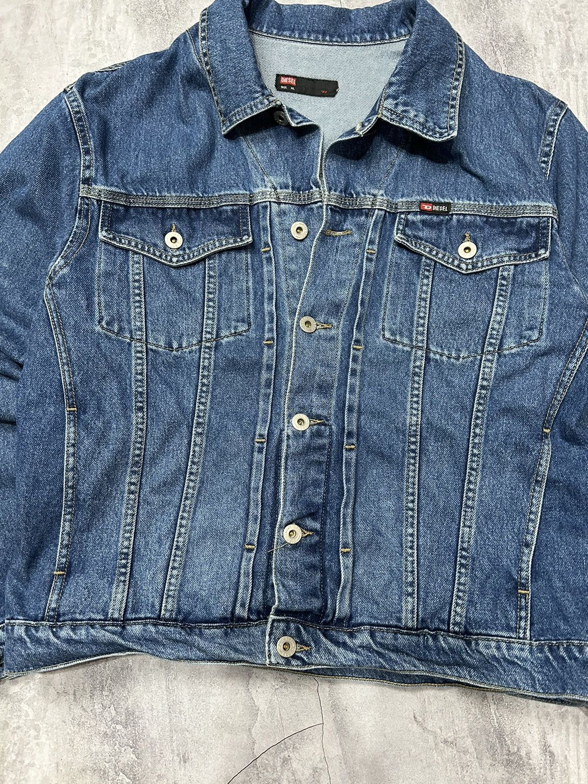 Diesel × Vintage RARE Vintage Denim Distressed Biker Jacket Diesel Y2K Size US XL / EU 56 / 4 - 5 Thumbnail