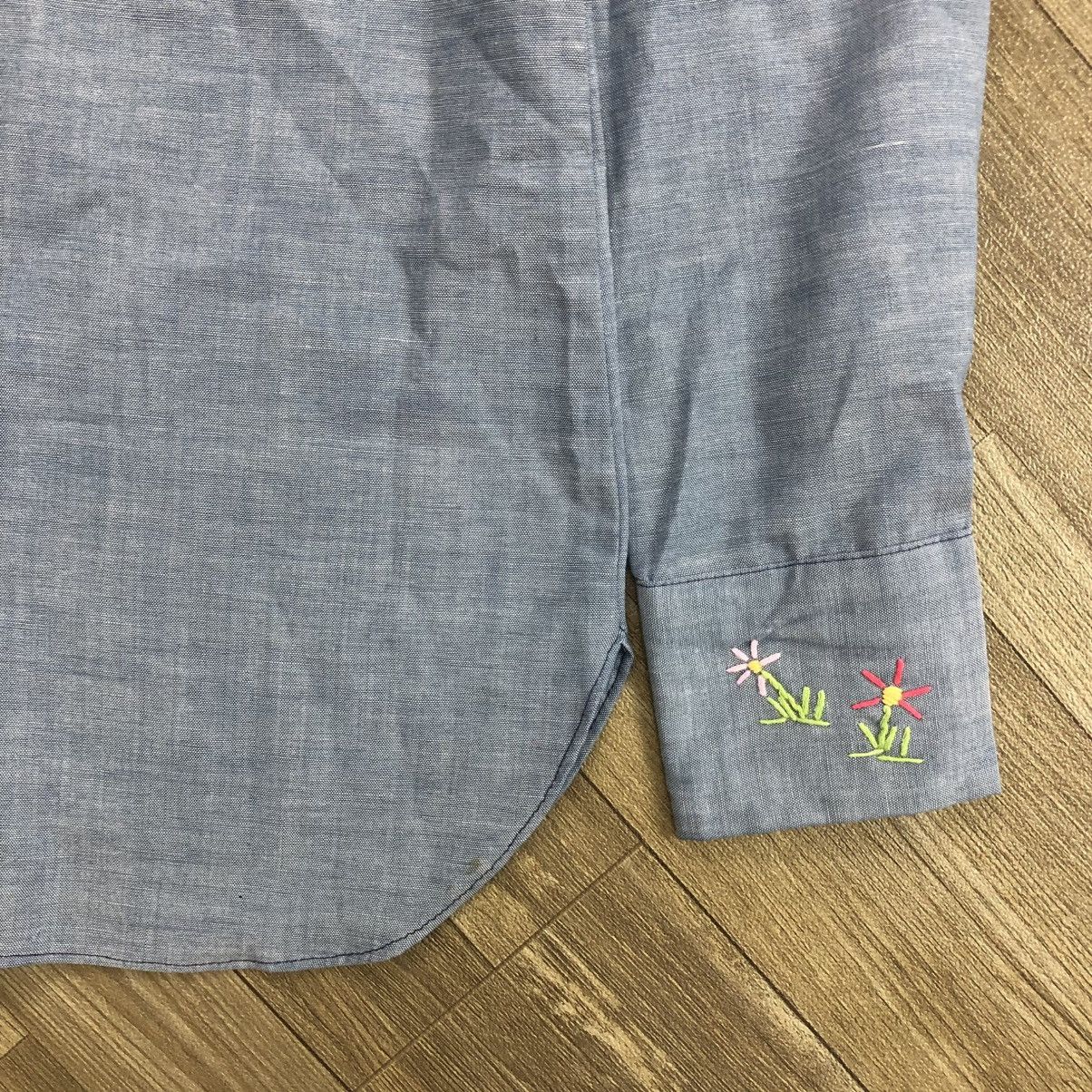 Wrangler 1970s Wrangler Embroidered Pearl Snap Western Shirt Chambray Size US S / EU 44-46 / 1 - 9 Thumbnail