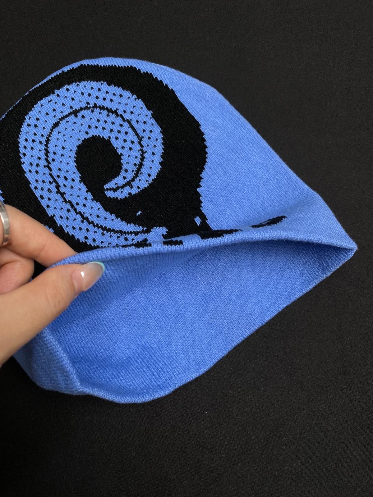 Japanese Brand Deadstock Abstract Spiral Head Skully No Cuff Beanie Blue Size ONE SIZE - 7 Thumbnail