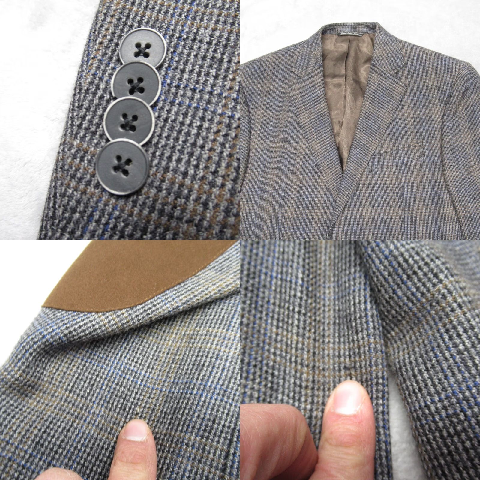 Saks Fifth Avenue Saks Fifth Avenue Wool Blazer Mens 40R Gray Plaid Blazer Double-Vented Notch Lapel Two-Button Front Jacket Size 40R - 8 Thumbnail