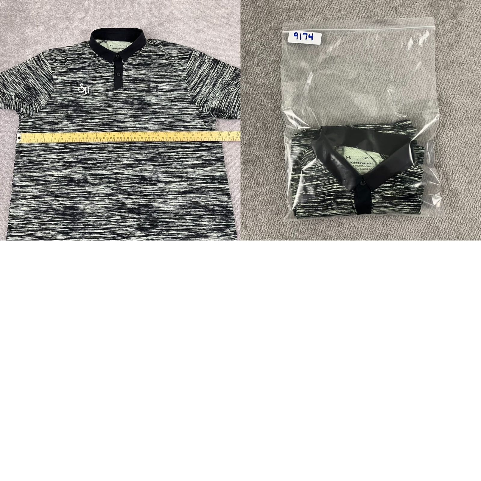 Under Armour VINTAGE UNDER ARMOUR Polo Shirt Mens Large ISO-CHILL Golf Performance Sport Green Black Size US L / EU 52-54 / 3 - 8 Thumbnail
