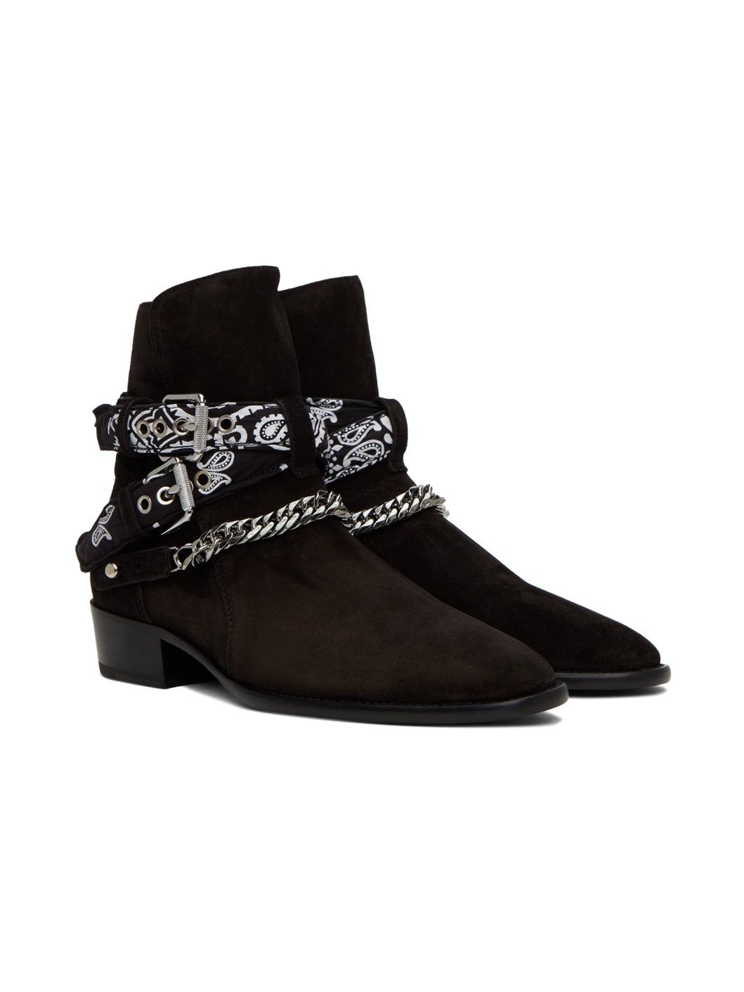 Amiri o1y0525 Leather Buckle Ankle Boots in Black Size US 7 / EU 40 - 3 Thumbnail