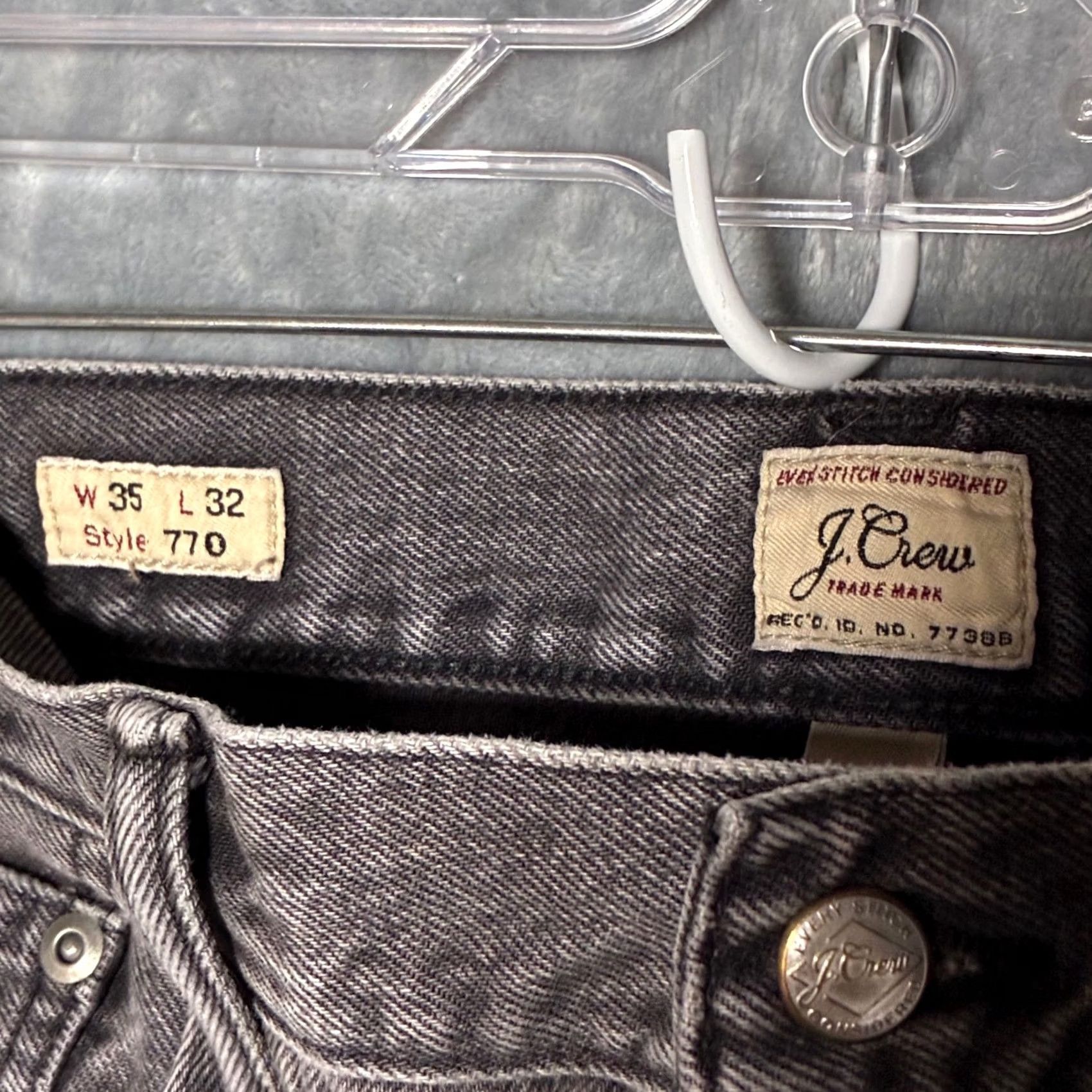 J.Crew J. Crew 770 Jeans Gray Wash Straight Men's 35x32 Distressed Denim Regular Waist 35 Size US 35 - 6 Thumbnail