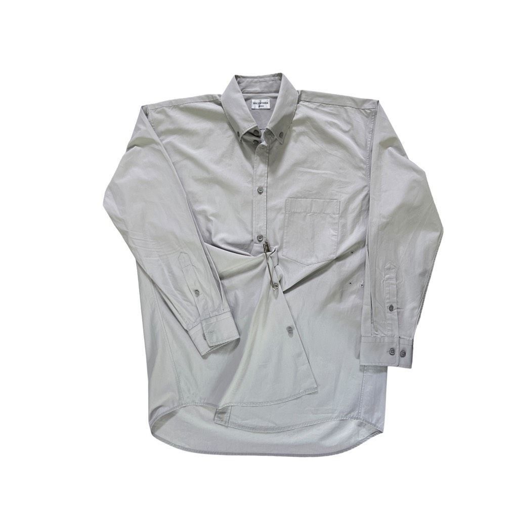 Balenciaga Balenciaga Fitted Wrap Shirt in Light Grey Size M / US 6-8 / IT 42-44 - 4 Thumbnail