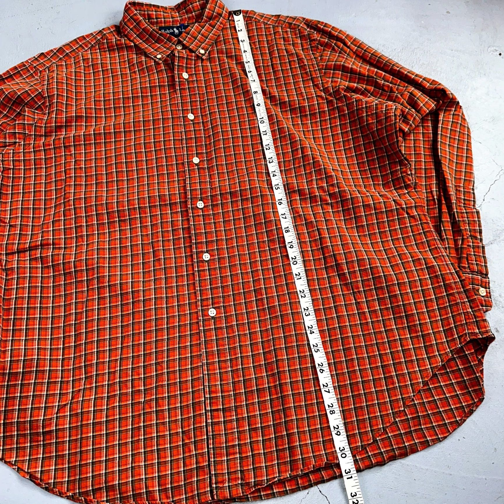 Ralph Lauren Ralph Lauren Vintage Classic Fit Button-Down Shirt Mens 2XL Orange Plaid Blue Label Shirt Button-Up Men’s Classic Size US XXL / EU 58 / 5 - 3 Thumbnail