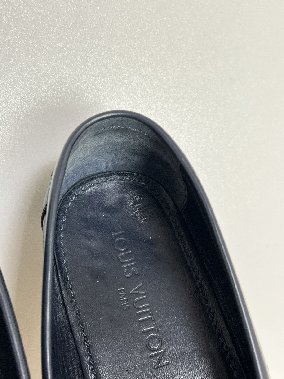 Louis Vuitton Louis Vuitton Damier Embossed Leather Penny Loafers Blue 10 Size US 10 / EU 43 - 22 Thumbnail