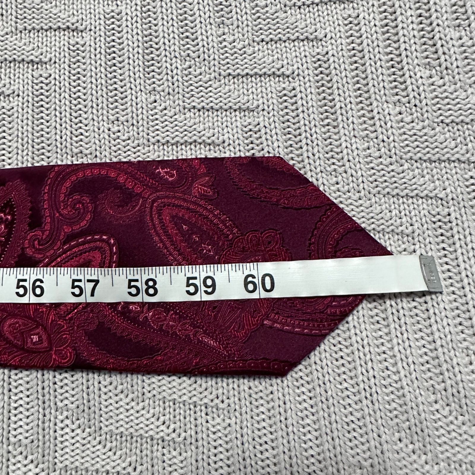 Sean John Sean John maroon red monotone paisley silk tie Size ONE SIZE - 4 Thumbnail