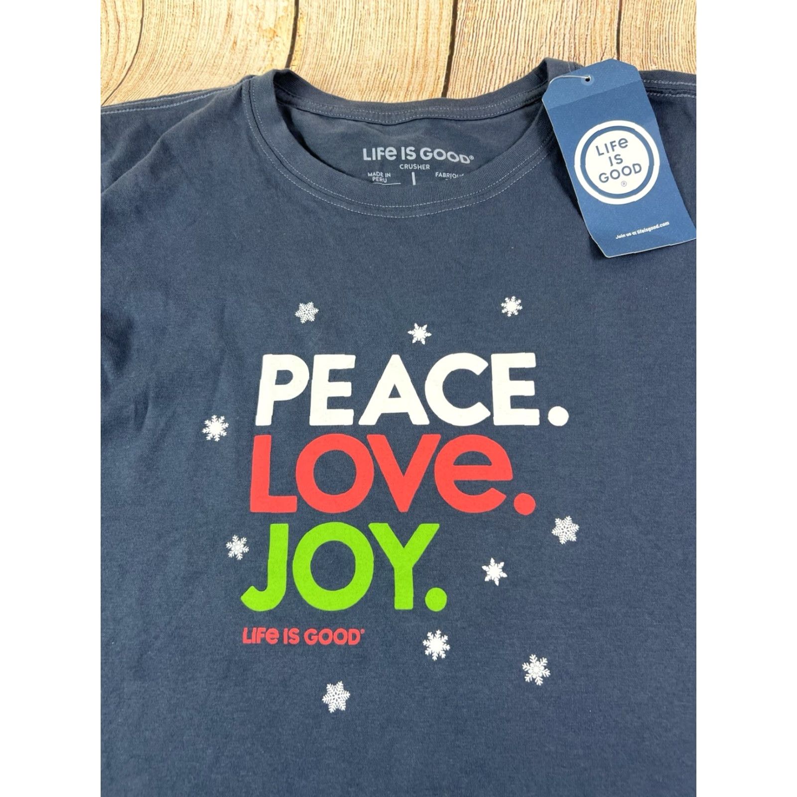 Life is Good NWT Life is Good Shirt Peace Love Joy Long Sleeve Crusher Women Large Blue Size L / US 10 / IT 46 - 3 Thumbnail