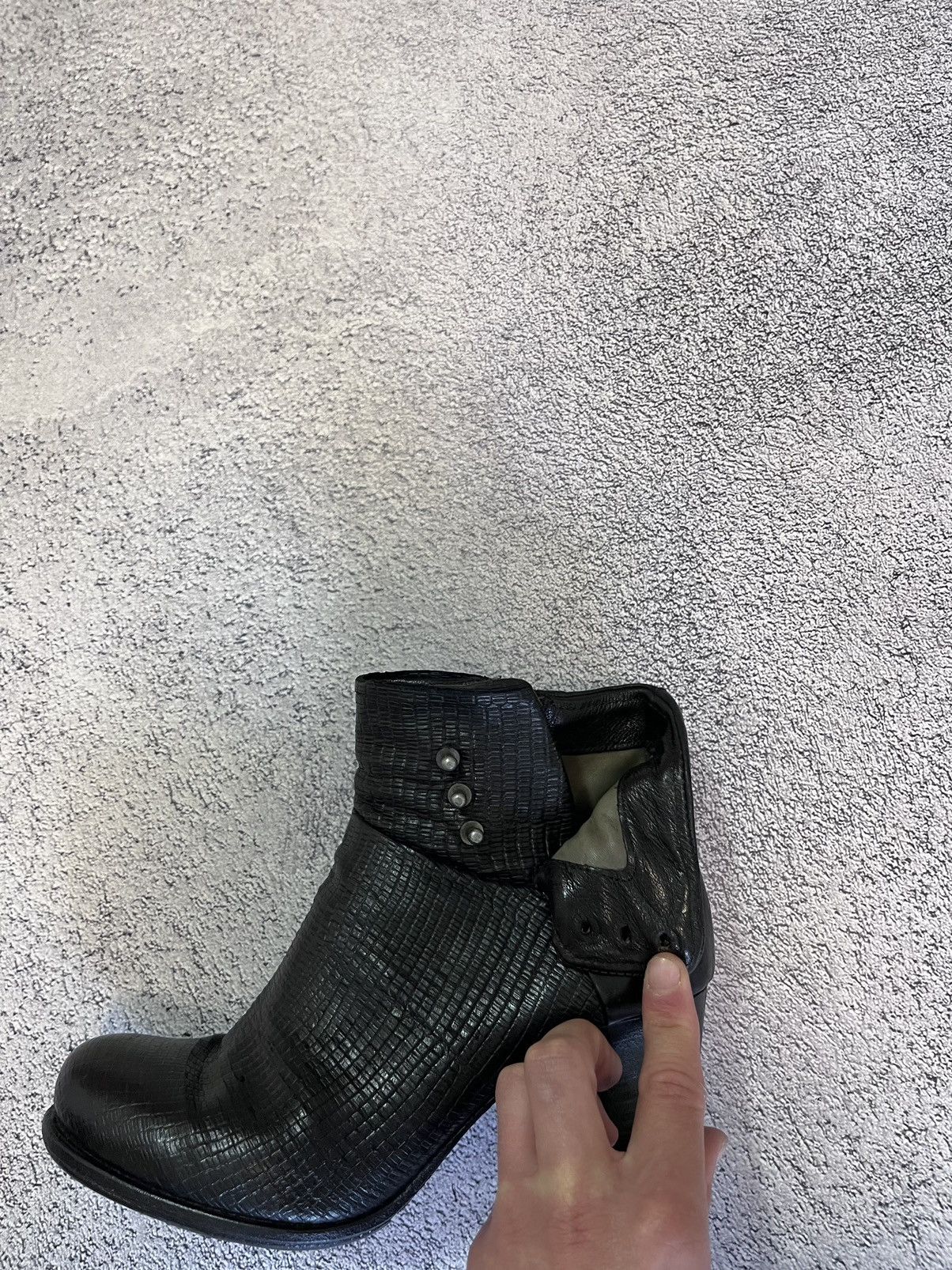 A.S.98 AS.98 Black Textured Leather Block Heel Boots Size 40 Size US 10 / IT 40 - 10 Thumbnail
