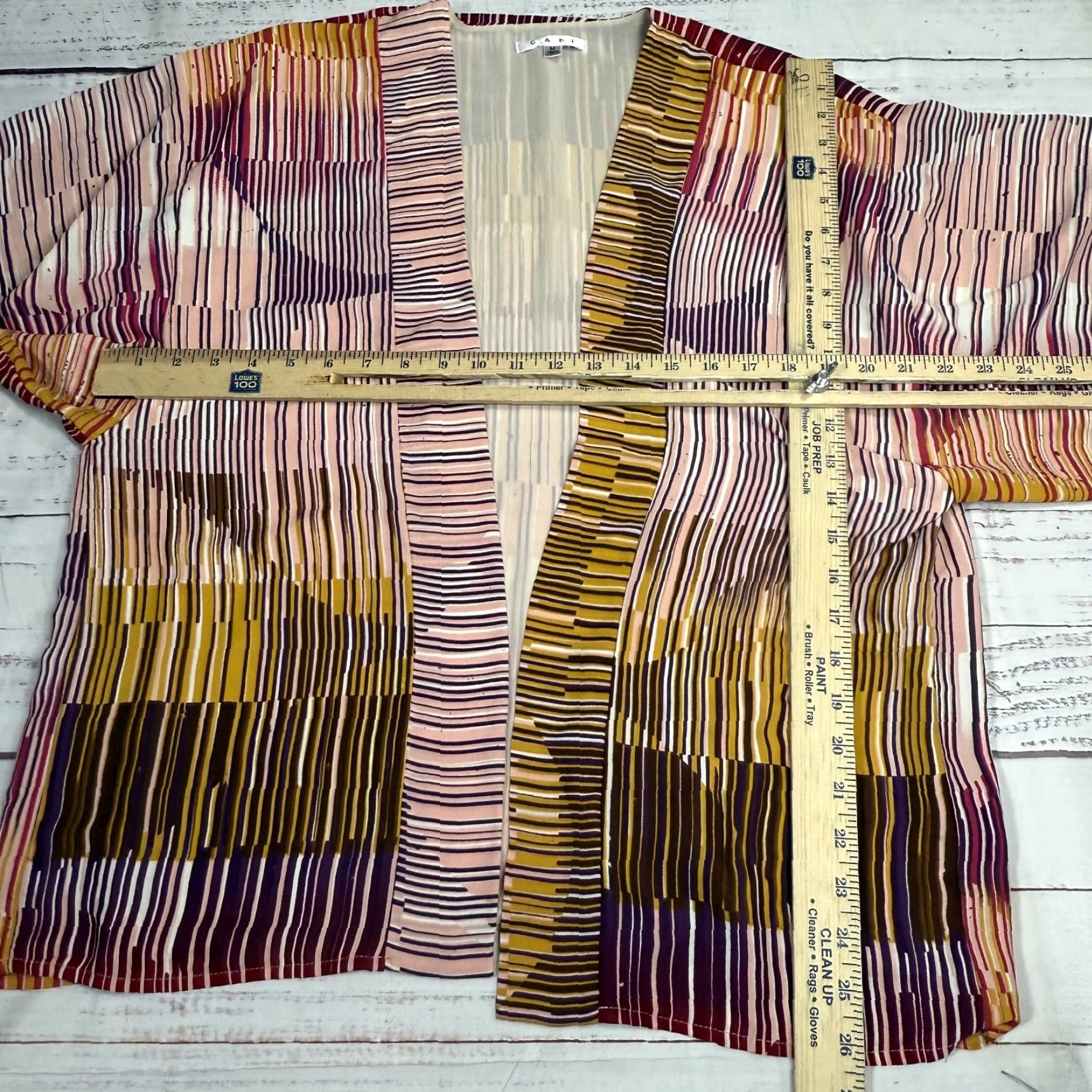 Vintage CAbi Cover Up Robe Open Front Pink Yellow Stripe Lightweight Sz M Womens Kimono Style Open Size ONE SIZE - 3 Thumbnail