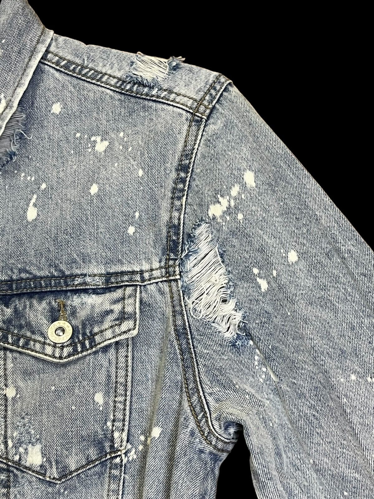 Japanese Brand SICK Y2K VENCE EXCHANGE SUPER DISTRESSED PUNK DENIM JACKET Size US M / EU 48-50 / 2 - 8 Thumbnail