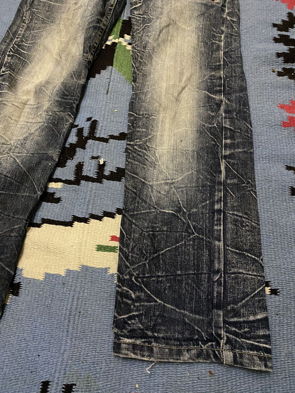 Japanese Brand DISTRESSED DENIM PATINA DOUBLE WAIST LIGHTNING SPARK JEAN Size US 30 / EU 46 - 8 Thumbnail