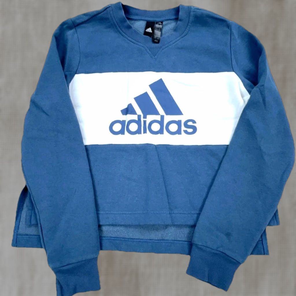 Adidas Adidas Sweatshirt Women M Blue White Crewneck Full Zip Pocket Logo Casual Activewear Modern Sports Mens Size M / US 6-8 / IT 42-44 - 1 Thumbnail