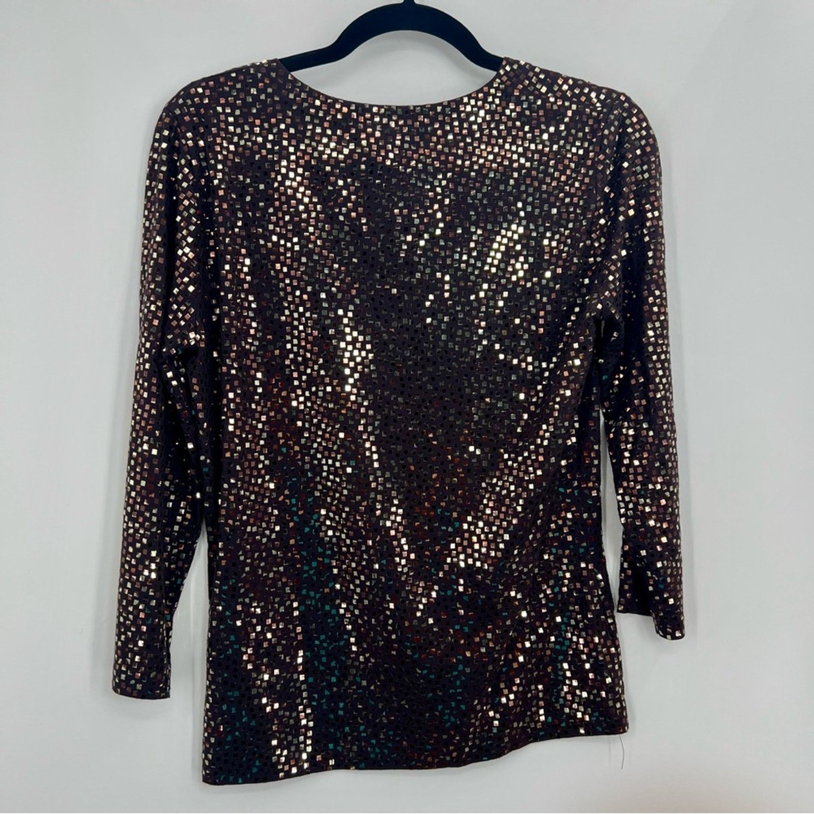 St. John St.John V-Neck Sequins Embroidered T-Shirt Blouse Top Jersey Size M / US 6-8 / IT 42-44 - 2 Thumbnail
