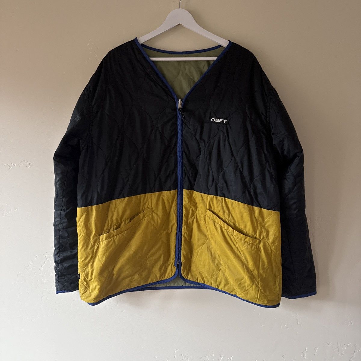 Obey Obey black and yellow reversible puffer jacket #puffer a Size US L / EU 52-54 / 3 - 1 Thumbnail