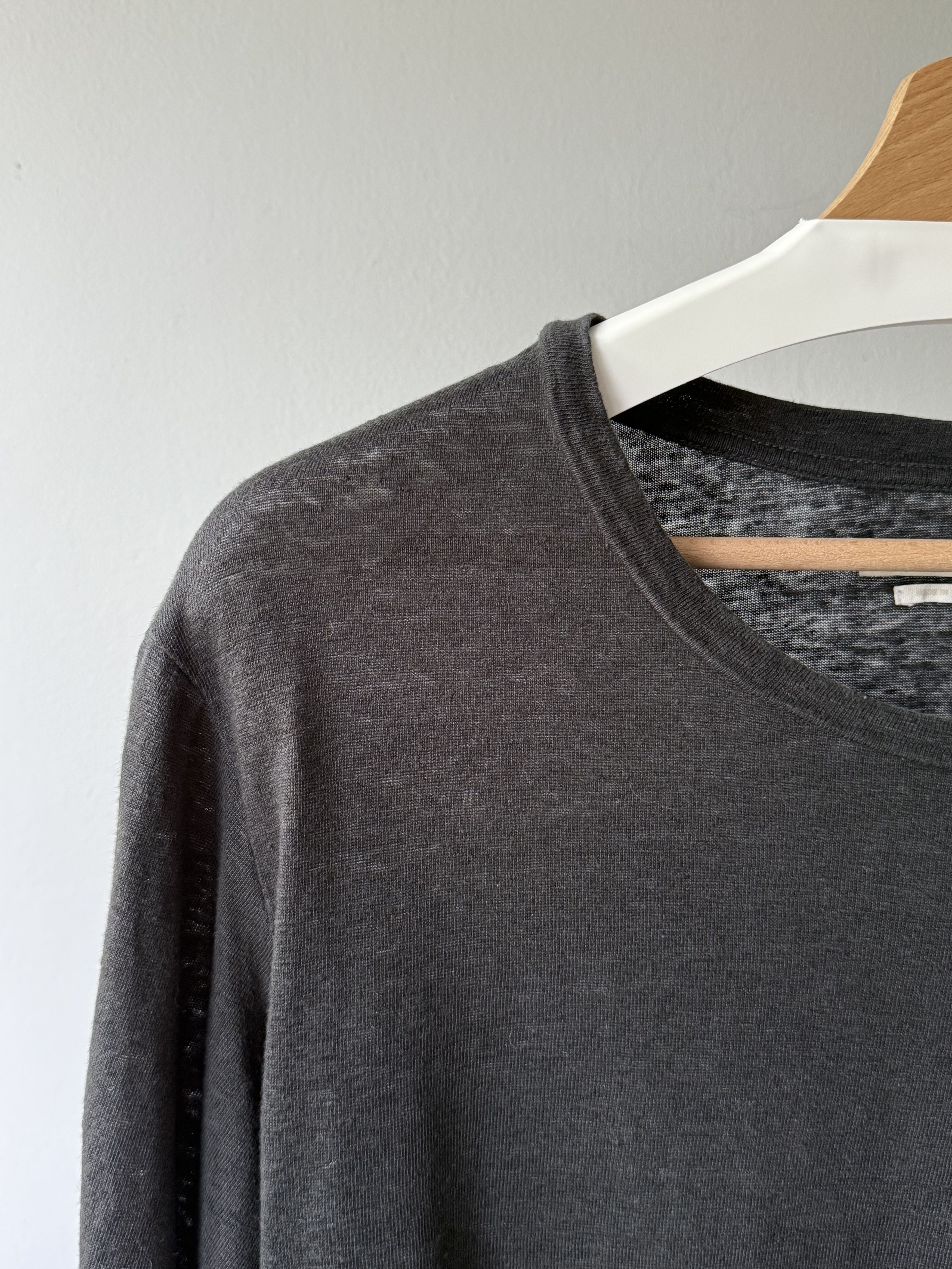 Isabel Marant Etoile Isabel Marant Etoile Kaaron Black Linen Long Sleeve T-Shirt Size L / US 10 / IT 46 - 6 Thumbnail