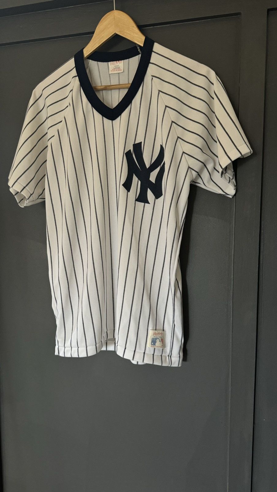 MLB × New York Yankees × Vintage 1980’s Rawlings vintage New York Yankees MLB striped jersey Size US L / EU 52-54 / 3 - 2 Thumbnail