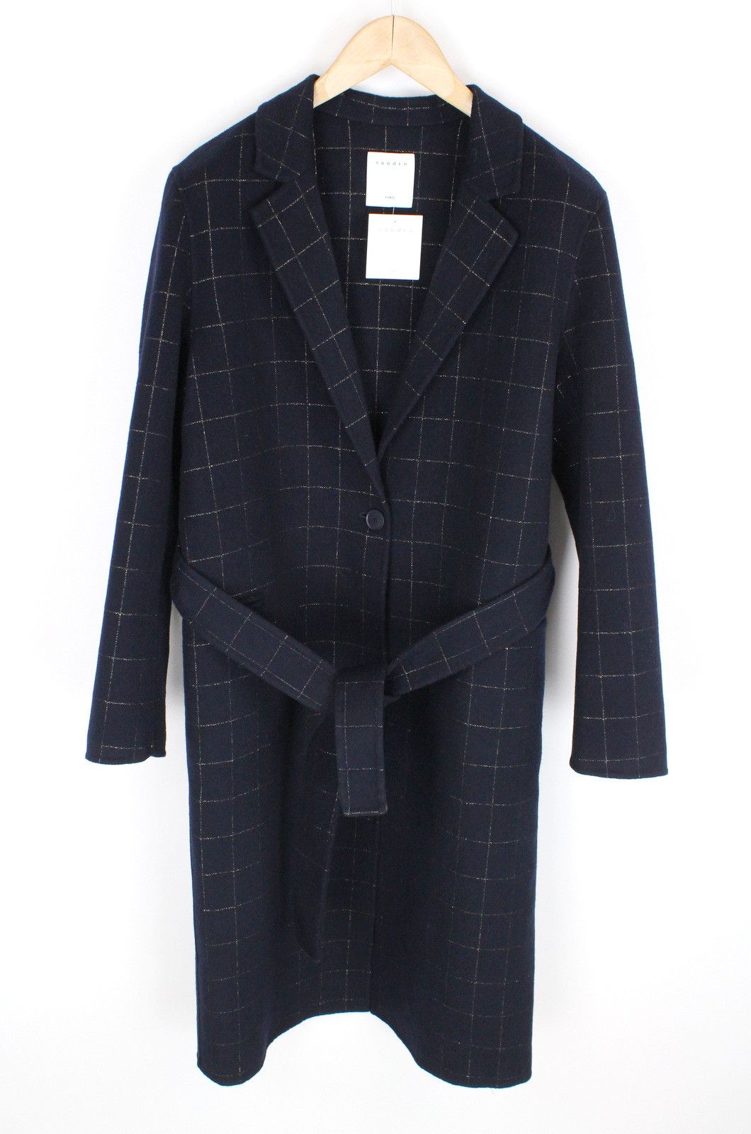 Sandro SANDRO Antho Coat Women's (EU) 40 Long Wool Blend Belted Size L / US 10 / IT 46 - 4 Thumbnail