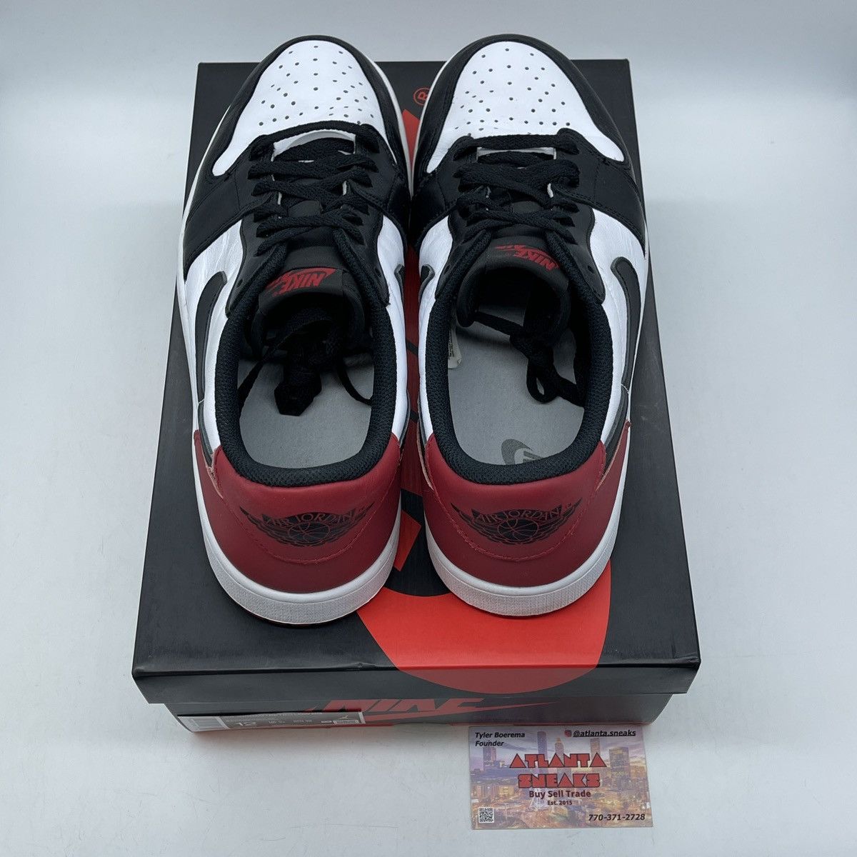 Jordan Brand Air Jordan 1 low black toe Size US 12 / EU 45 - 6 Thumbnail