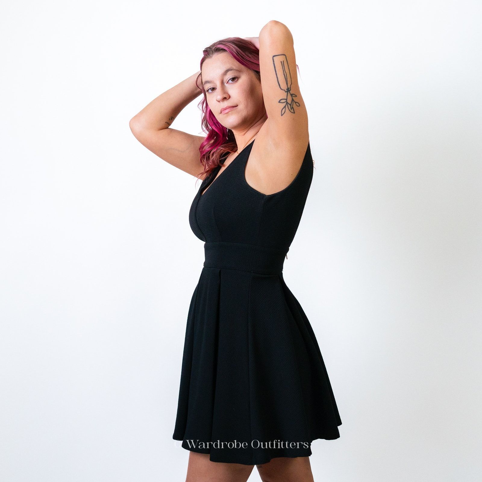 Designer Haute Monde Black A-Cut Midi Dress Size S / US 4 / IT 40 - 6 Thumbnail