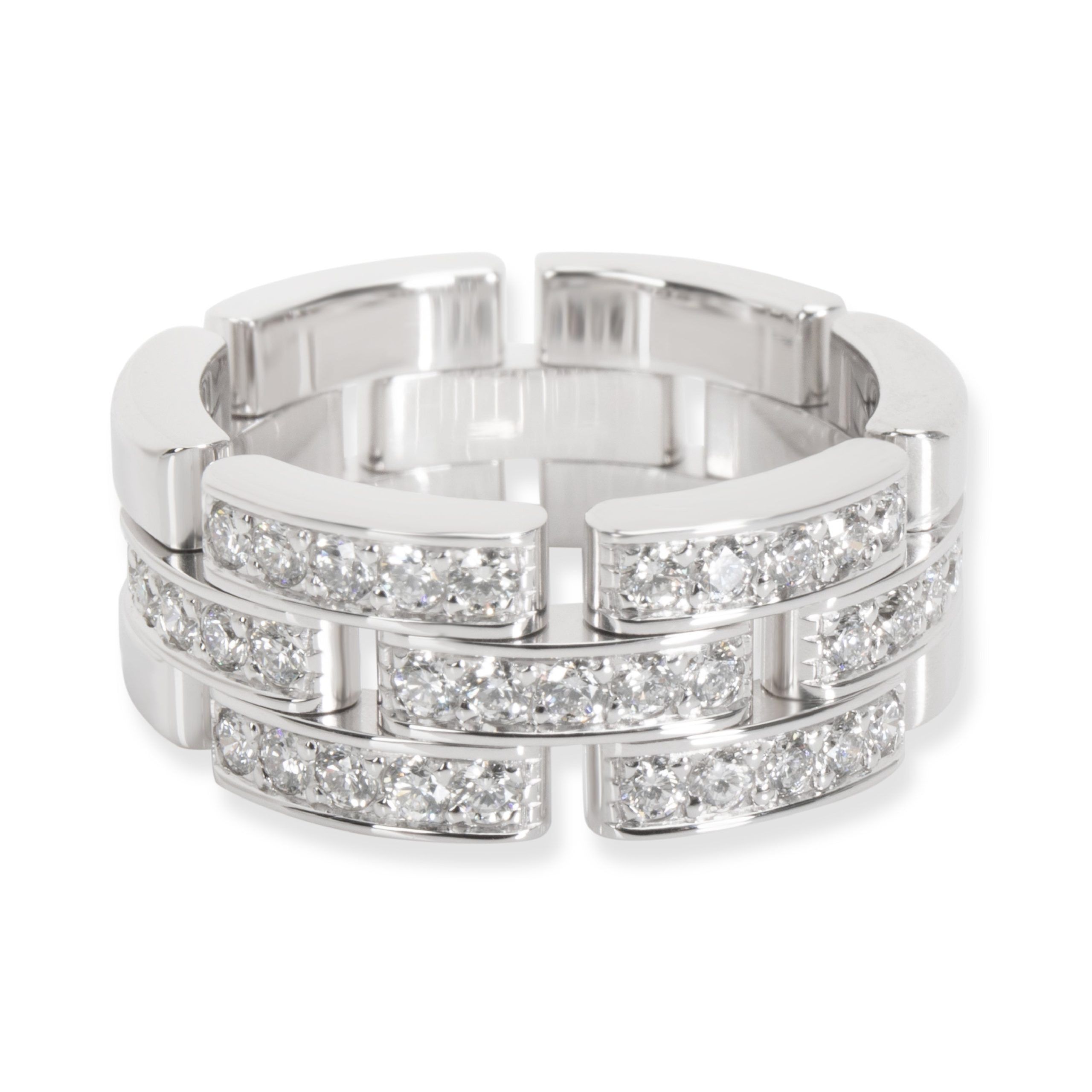 image of Cartier Maillon Panthere Band In 18Kt White Gold 0.53 Ctw, Women's