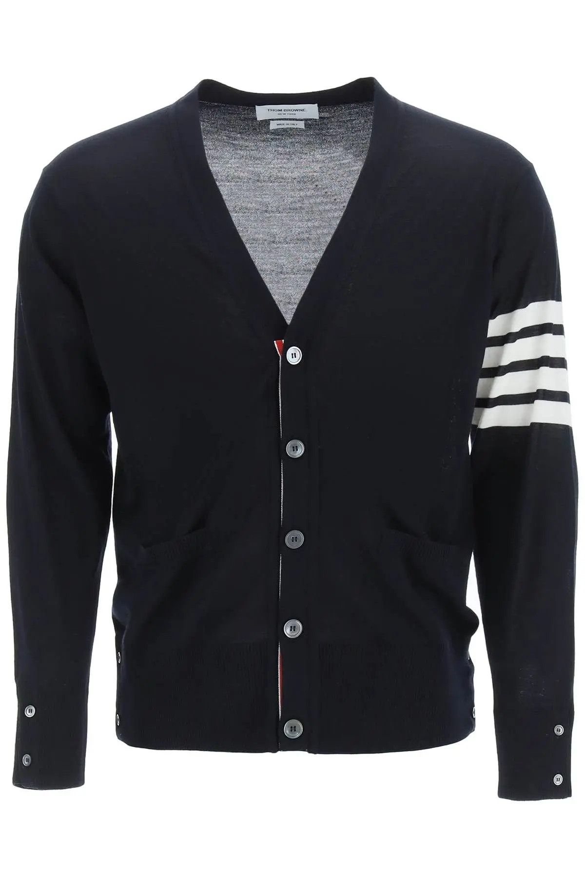 image of Thom Browne O1S22I1N0324 4-Bar Cardigan In Blue, Men's (Size XL)