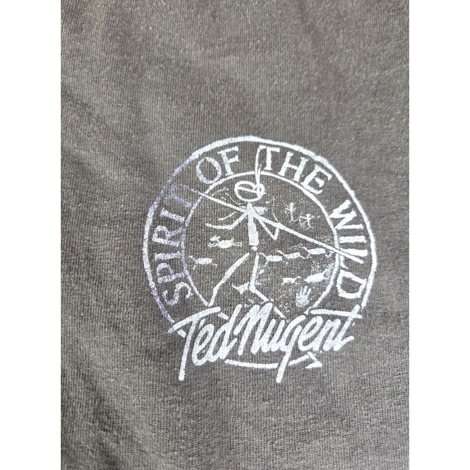 Gildan VINTAGE Ted Nugent Spirit Of The Wild Double Sided Tour Shirt 2XL Gray Cotton Knit Logo Size US XXL / EU 58 / 5 - 2 Thumbnail