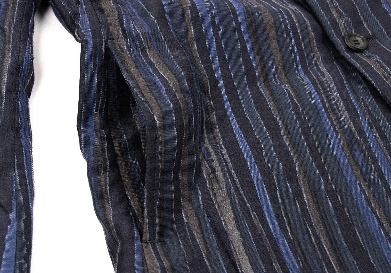 Issey Miyake Cotton-Polyester Striped Jacket in Blue Size 2 Size US M / EU 48-50 / 2 - 10 Thumbnail