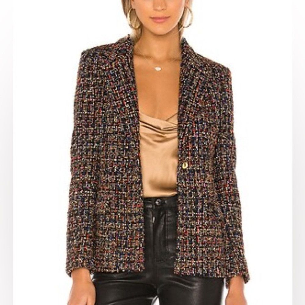 Amanda Uprichard Aldridge Blazer Lyra Tweed Single Gold But