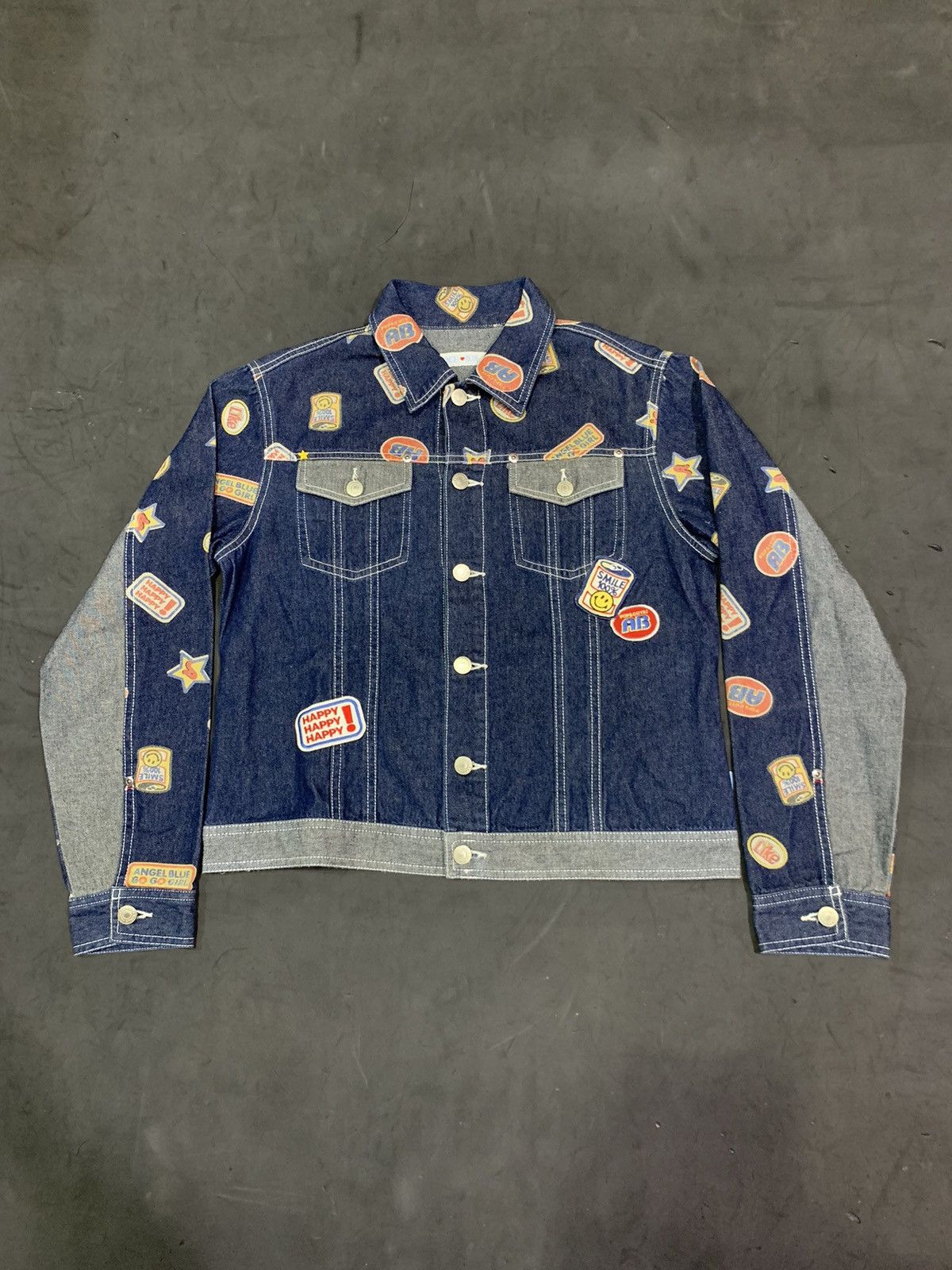 image of Angel Blue x Beauty Beast Vintage Angle Blue Trucker Jacket, Men's (Size Small)
