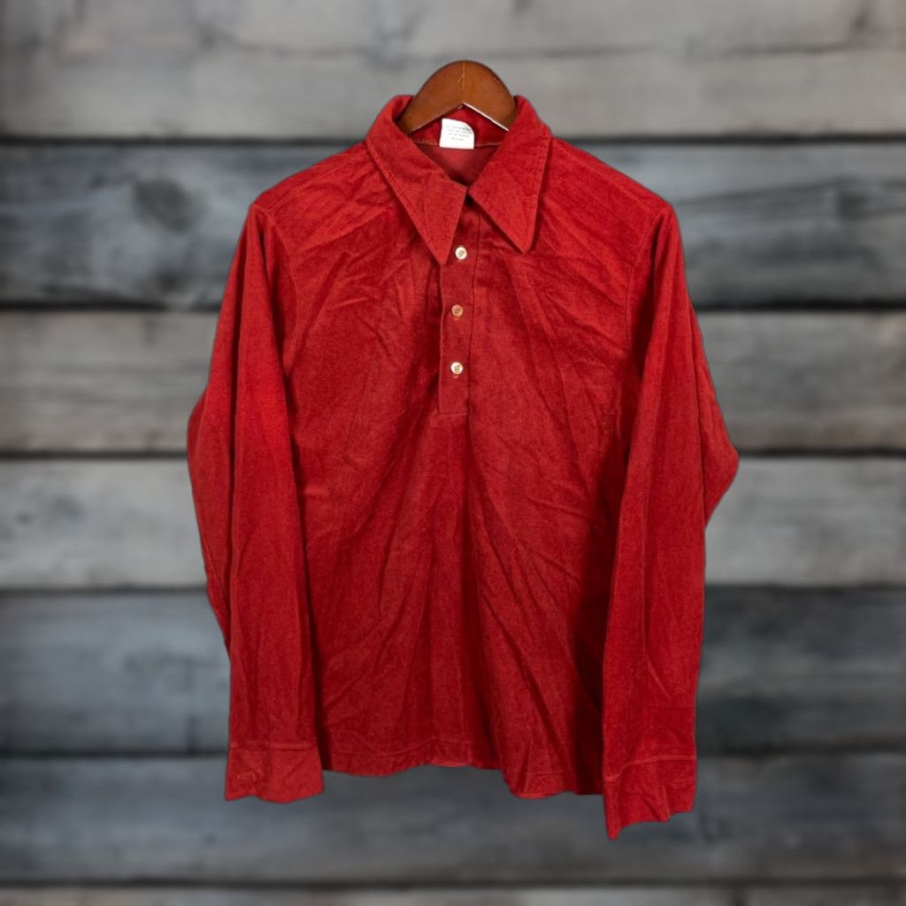 Velvet Vintage K-mart 80s Velvet Long Sleeve Polo Shirt Men M Burnt Red Retro 90s Preppy Size US M / EU 48-50 / 2 - 1 Thumbnail